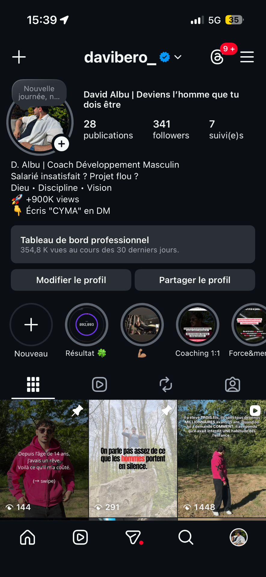 Profil Instagram davibero_ à 341 abonnés