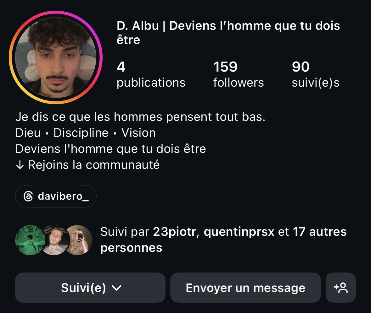 Profil Instagram davibero_ à 159 abonnés