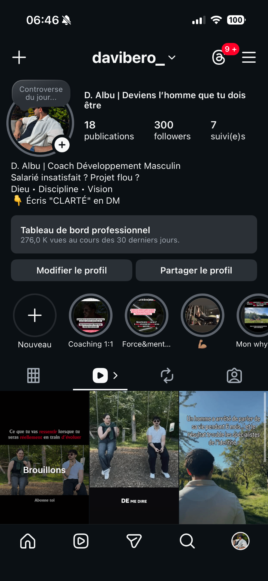 Profil Instagram davibero_ à 300 abonnés